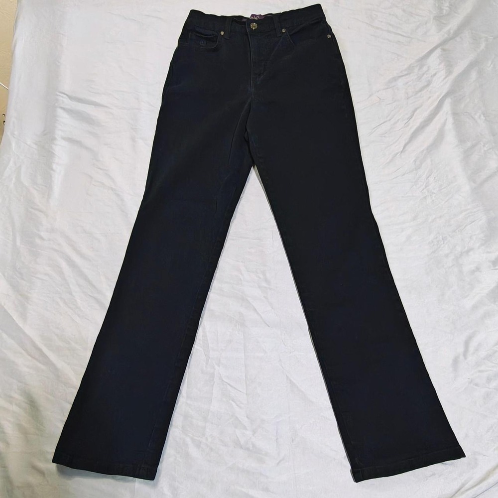 Gloria Vanderbilt Amanda High Rise Straight Leg Jeans Women 4 Black Stretch